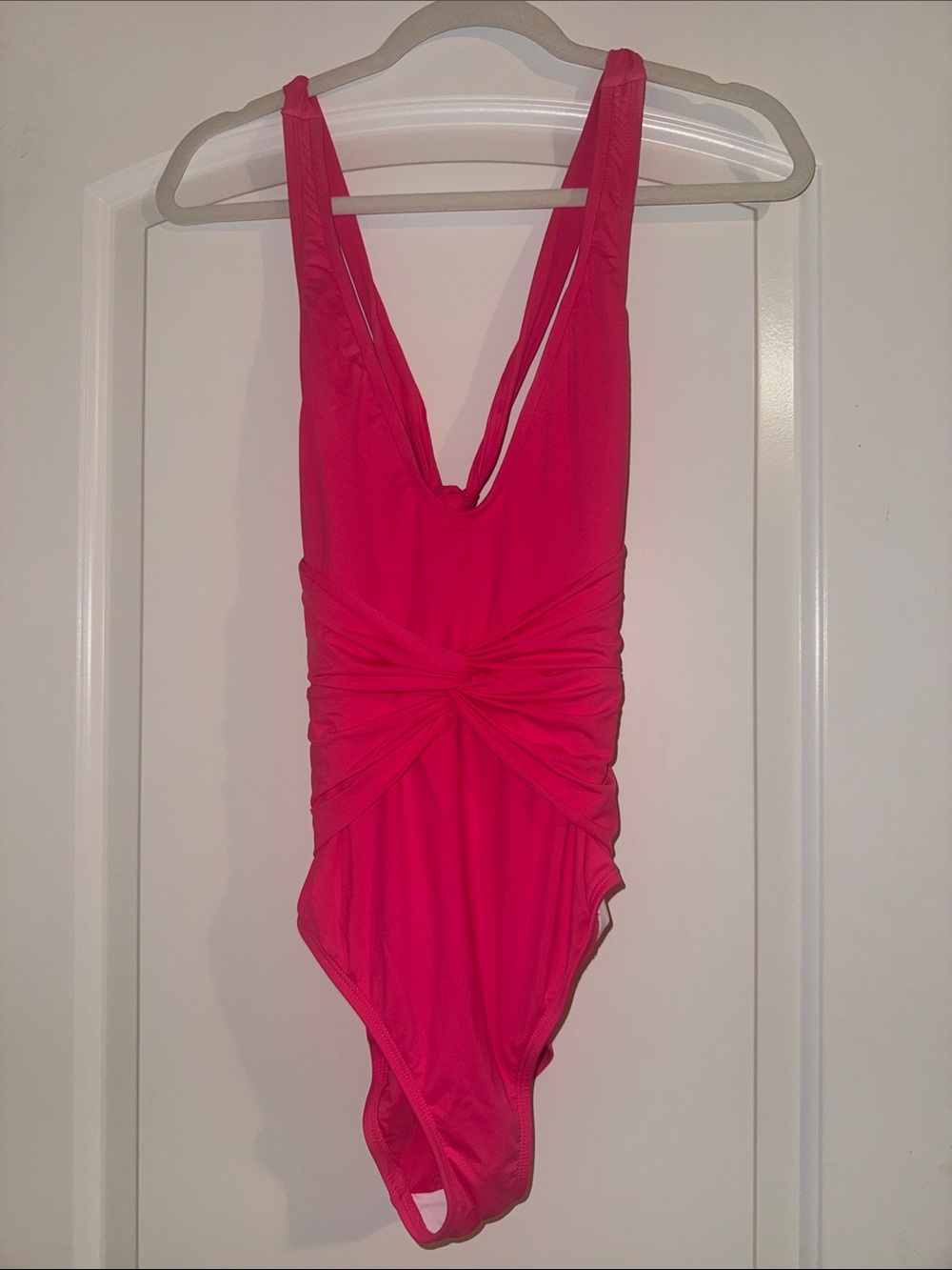 La Blanca Hot Pink Twist Front One-Piece Swimsuit